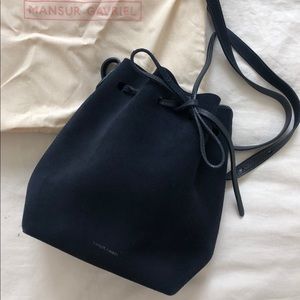 Mansur Gavriel Navy Suede Mini Bucket Bag